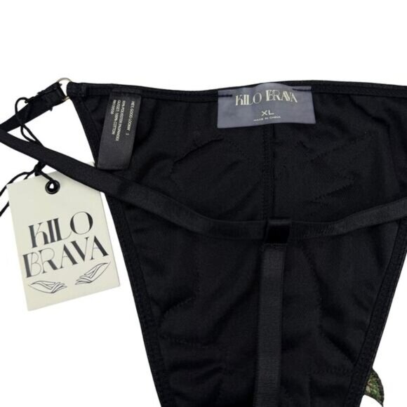 NWT KILO BRAVA Floral Crushed Velvet Low Rise G-String Sz XL - Picture 6 of 9